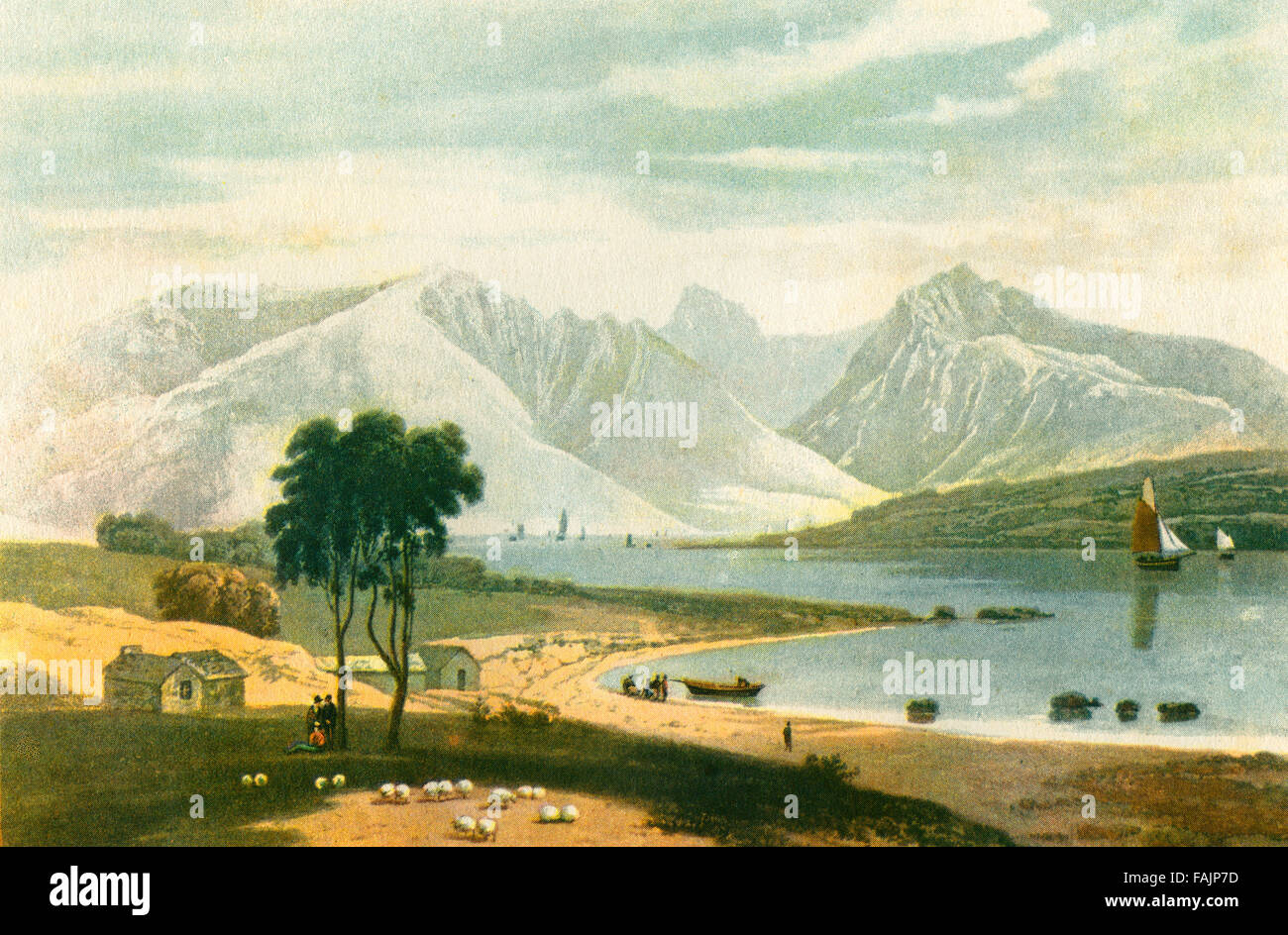 Blick auf die Isle of Arran, Firth of Clyde, Schottland, von Ardrossan 1820. Nach der Aquatinta von William Daniell.  Aus der Geschichte von Schottland veröffentlicht 1942. Stockfoto