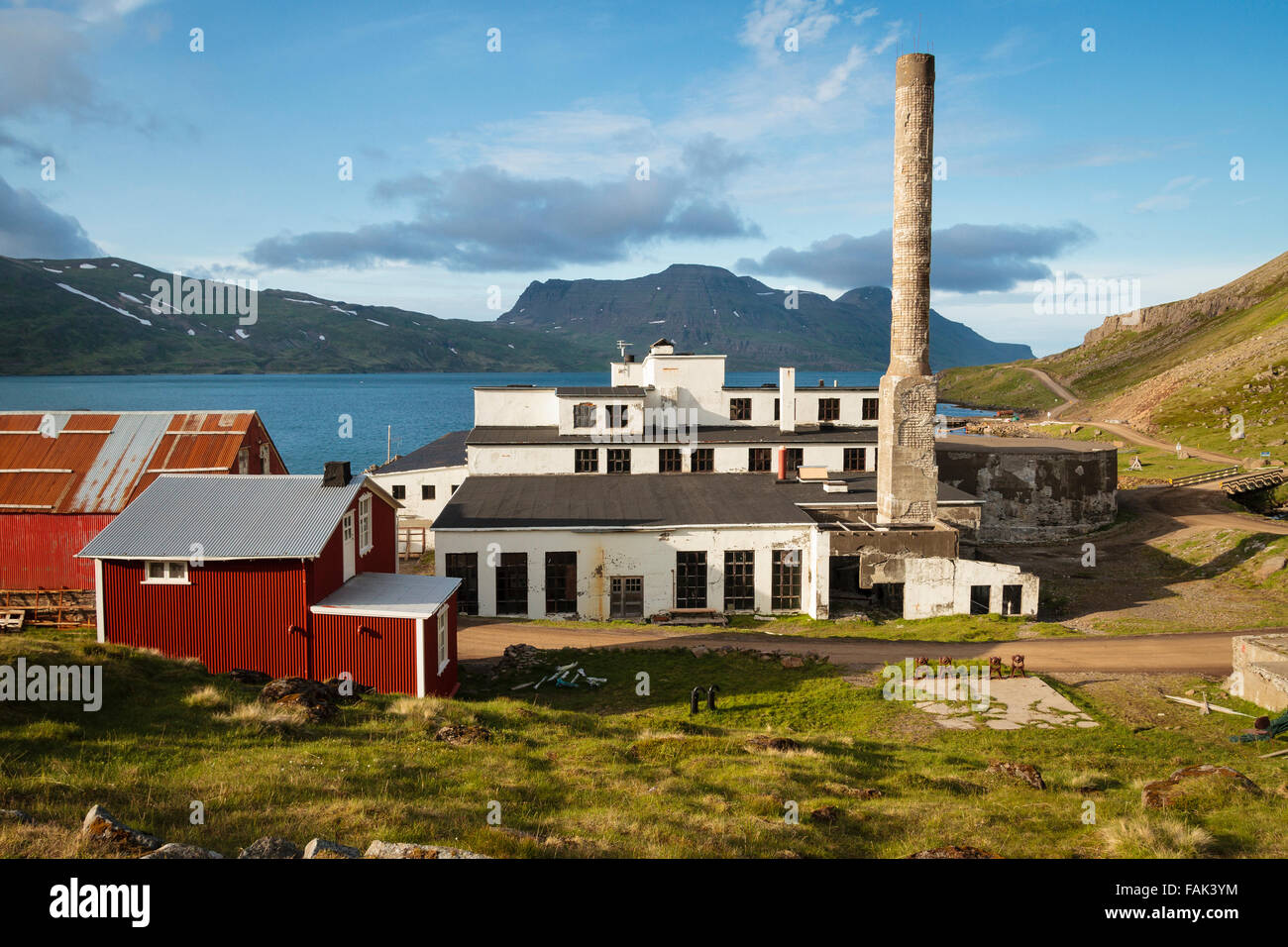 Alten Hering Fabrik, Djúpavík, Westfjorde, Island, Scandinavia Stockfoto