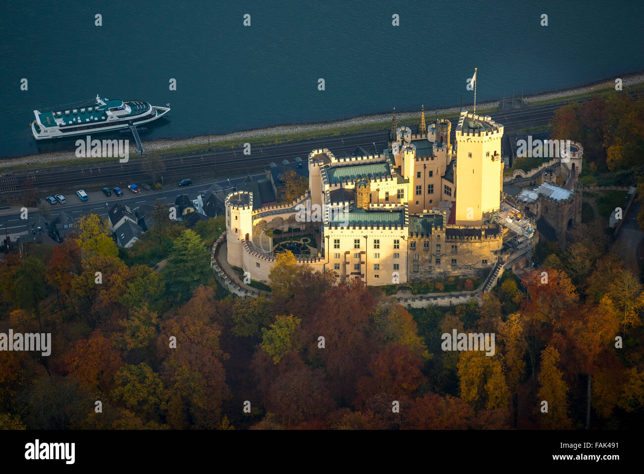 Schloss Stolzenfels am Rhein, Rhein Romantik, Koblenz, Mittelrheintal, Rheinland-Pfalz, Deutschland Stockfoto