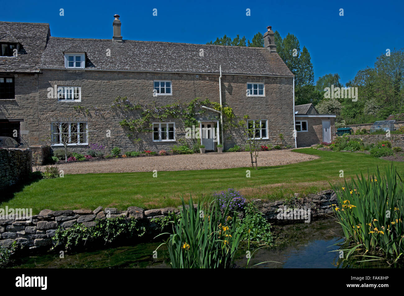 Ashton Keynes, Wiltshire, Haus von Fluß Themse, England, Stockfoto