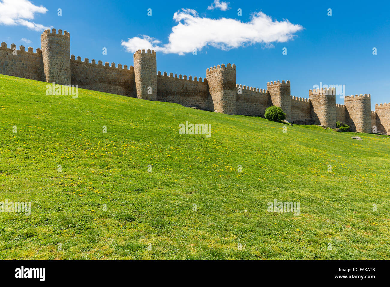 Avila. Detailansicht der Avila Wände, auch bekannt als Murallas de Ávila. Ávila, Kastilien-León, Spanien Stockfoto