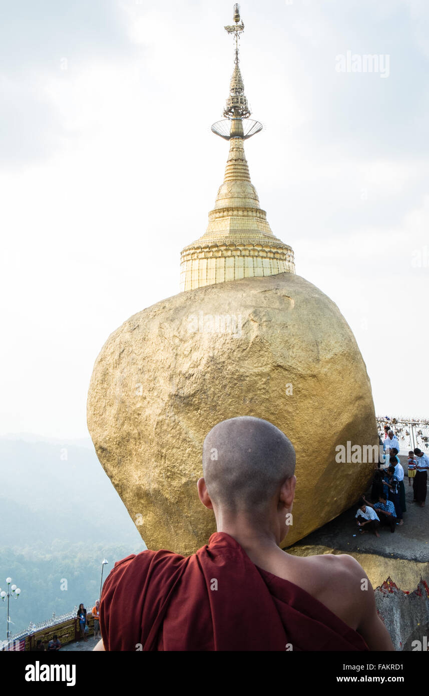 Golden, rock, Myanmar, Burma, gold, Kyaitiyo, buddhistische, Mönch, Stockfoto