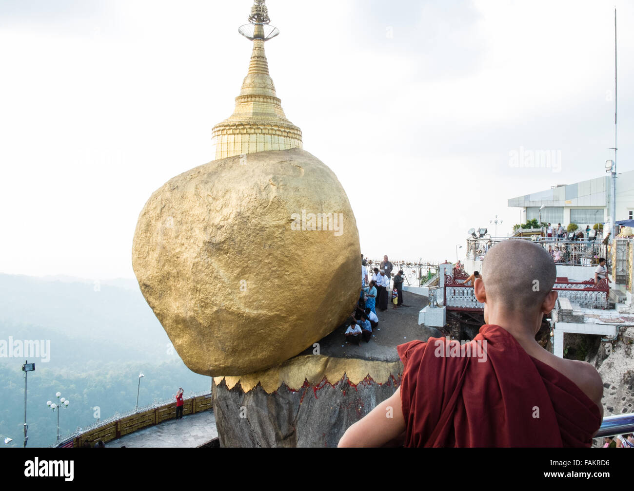 Golden, rock, Myanmar, Burma, gold, Kyaitiyo, buddhistische, Mönch, Stockfoto