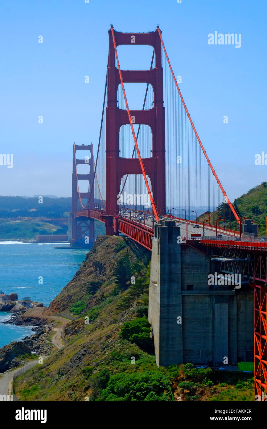 Golden Gate Brücke San Francisco Bucht Kalifornien CA rot Stockfoto