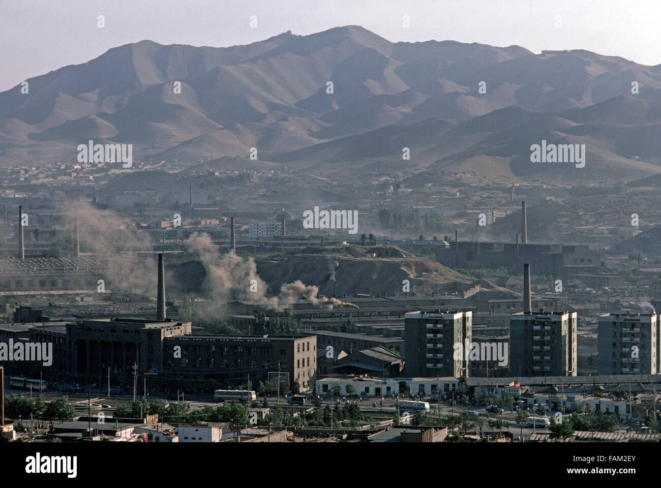 Verschmutzung Urumqi Stadt, Xinjiang Provinz, Uiguren Autonome Region, China, 1980 Stockfoto