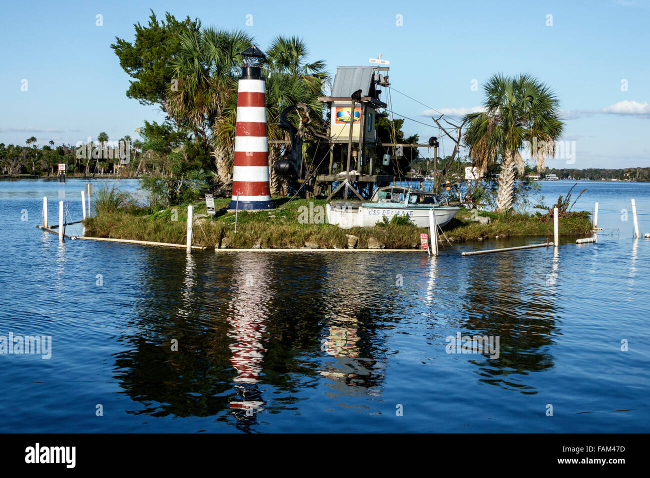 Florida Old Homosassa, Homosassa River Water, Monkey Island, Leuchtturm, Besucher reisen Reise Touristik Tourismus Wahrzeichen Kultur cultura Stockfoto