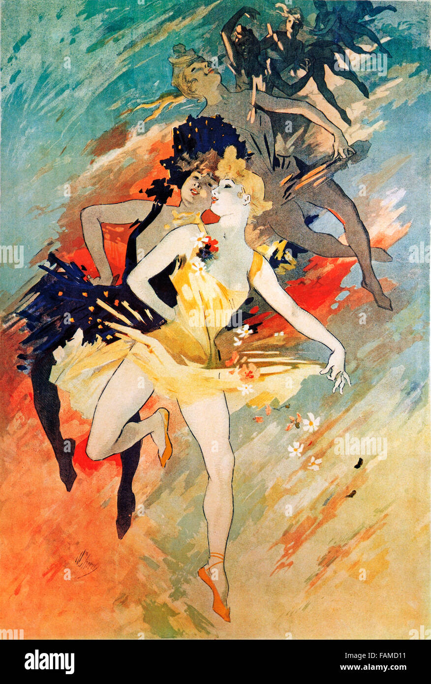 Cheret, La Danse, 1891 Jugendstil Poster von der Grafik Master Stufe Handwerk zu veranschaulichen Stockfoto