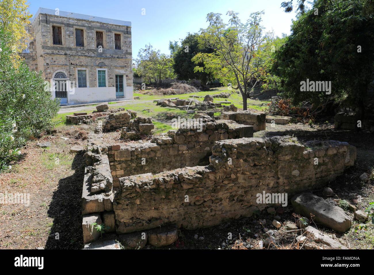 Ruinen der alten Stadion Gebäude, Kos Stadt, Insel Kos, Dodekanes Gruppe von Inseln, Süd Ägäis, Griechenland. Stockfoto