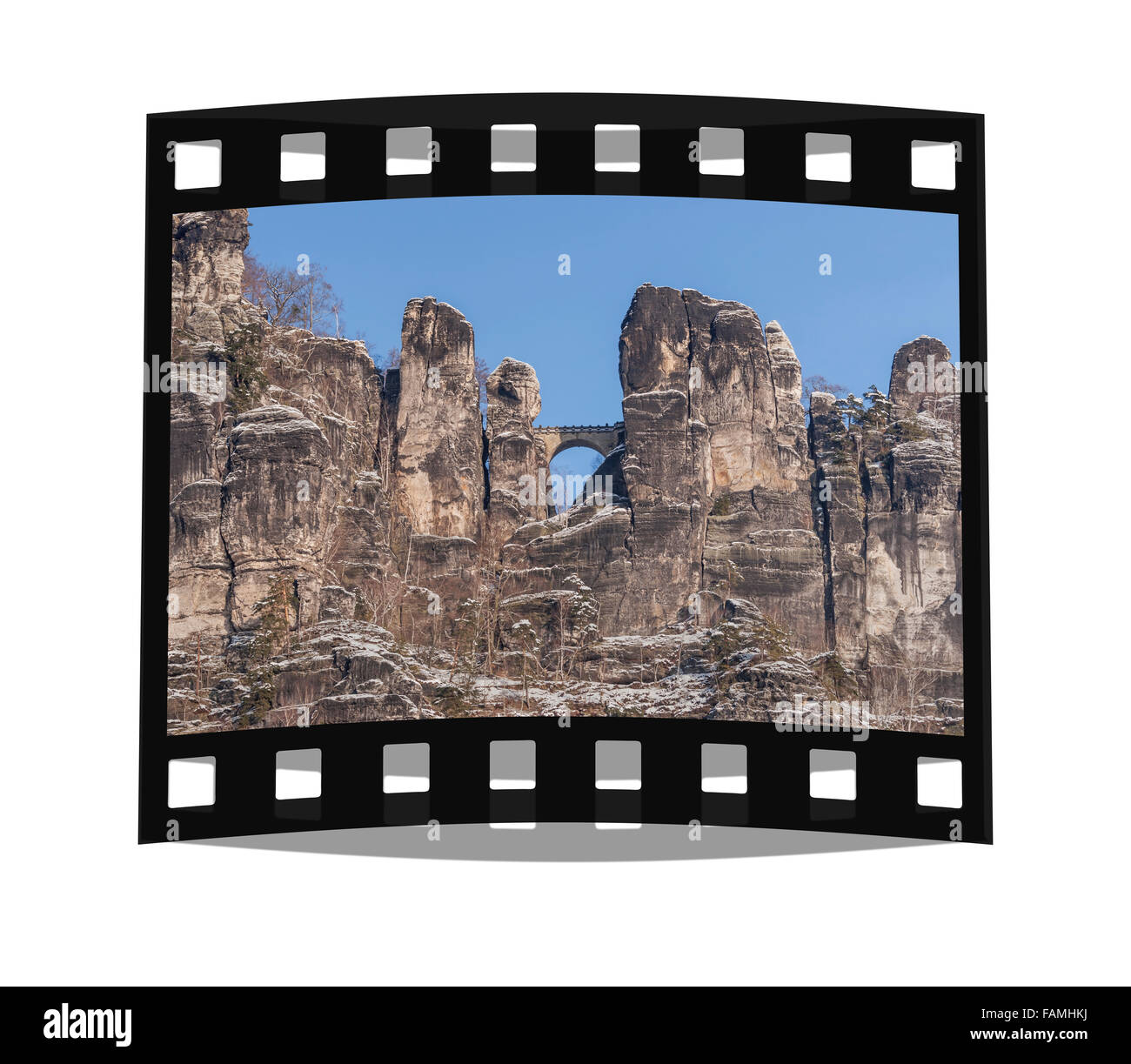 Blick vom Kurort Rathen, in der Nähe von Dresden, an der Felsformation Bastei (Bastei), Sächsische Schweiz, Sachsen, Deutschland, Europa Stockfoto