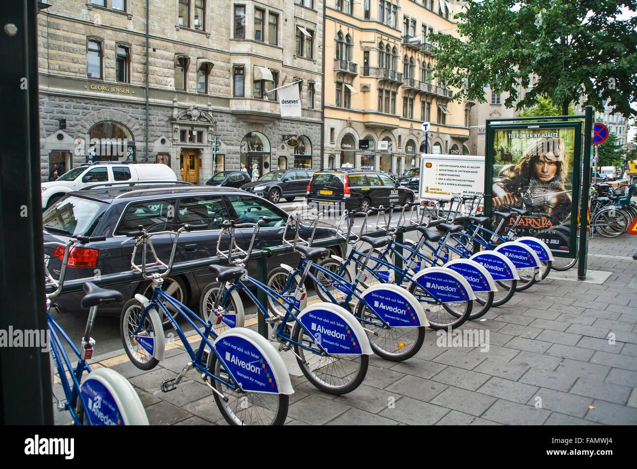 Stockholm Schweden Stadtfahrräder zu vermieten mit gekauft "Rad-Karte" für Touristen und Bürger © Myrleen Pearson Stockfoto