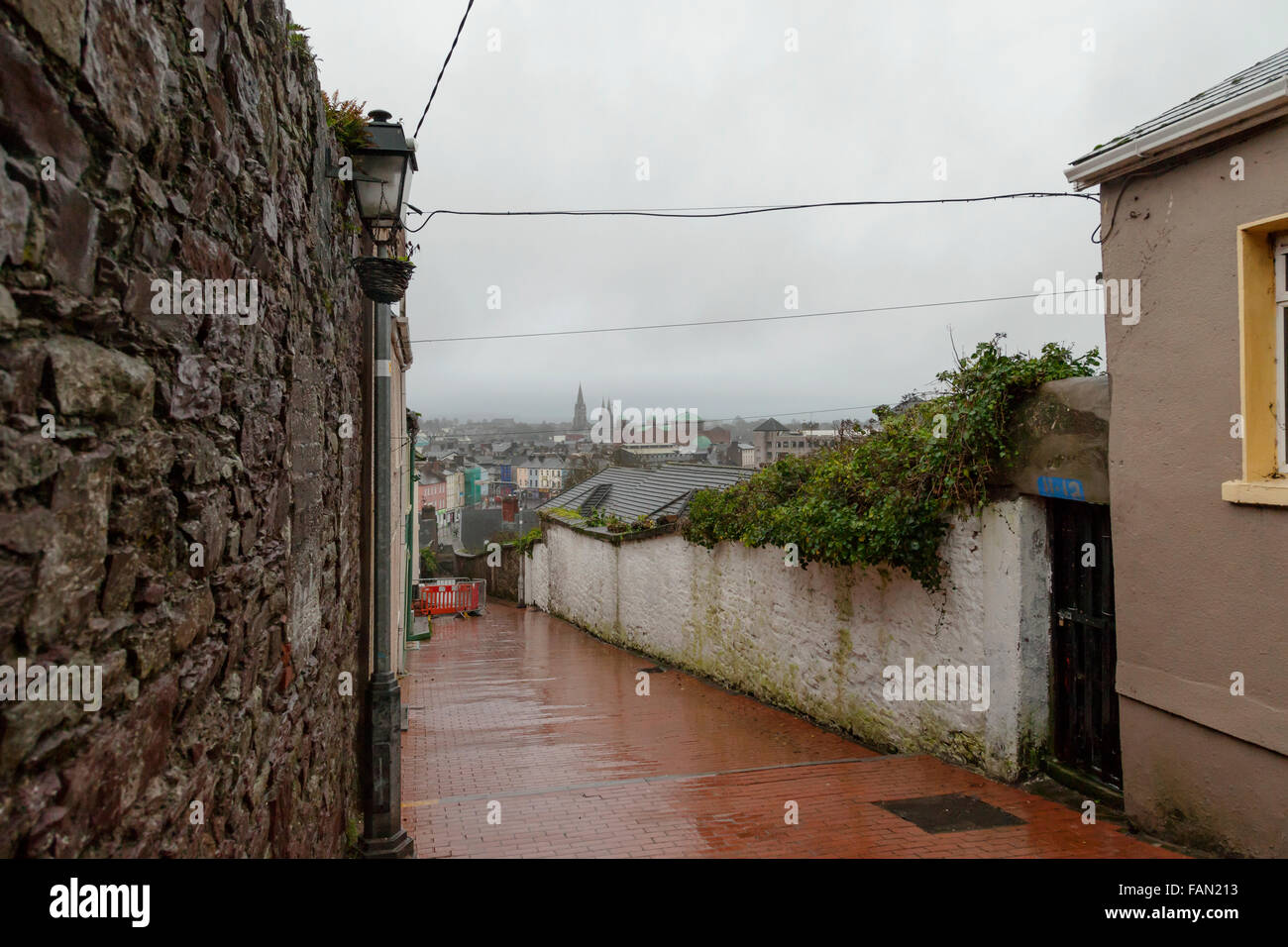 Cork City bei Regen Stockfoto