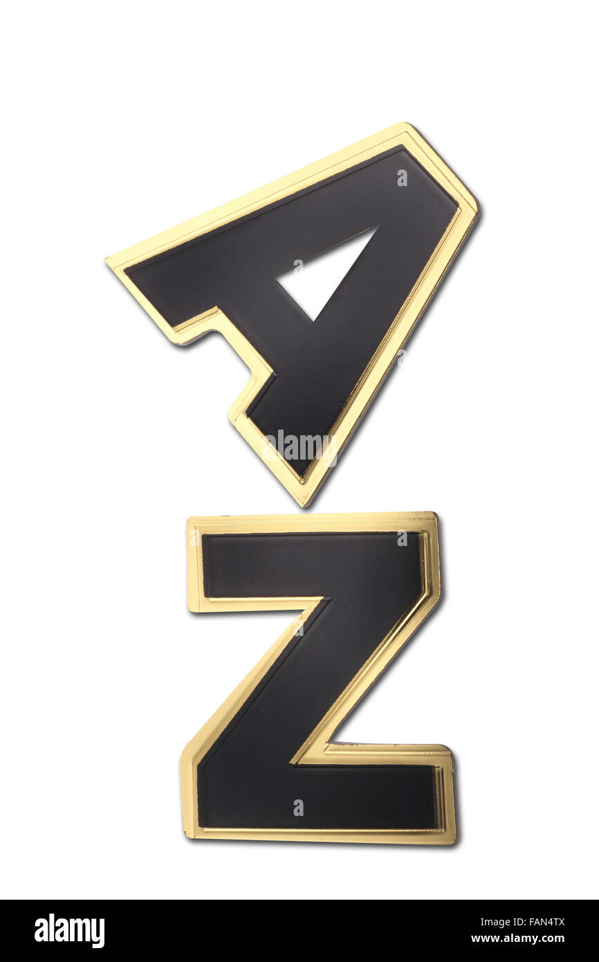 Buchstaben ein und z auf weißem Hintergrund Stockfoto