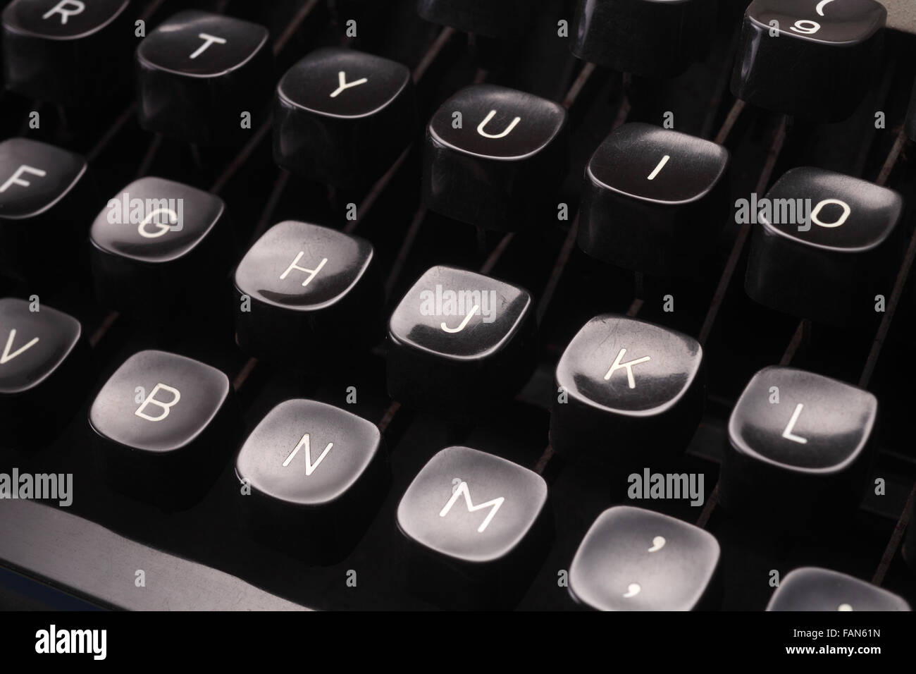 Antike Schreibmaschine, Fokus auf Tasten Stockfoto