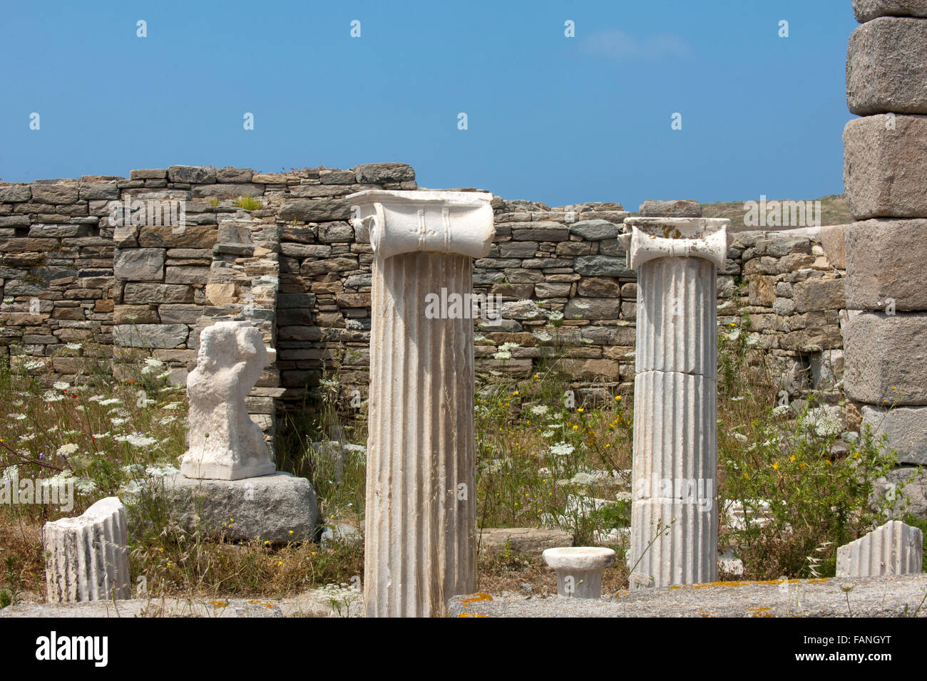 Griechenland, Kykladen, Mykonos, Delos, Ionische collagierte Stockfoto
