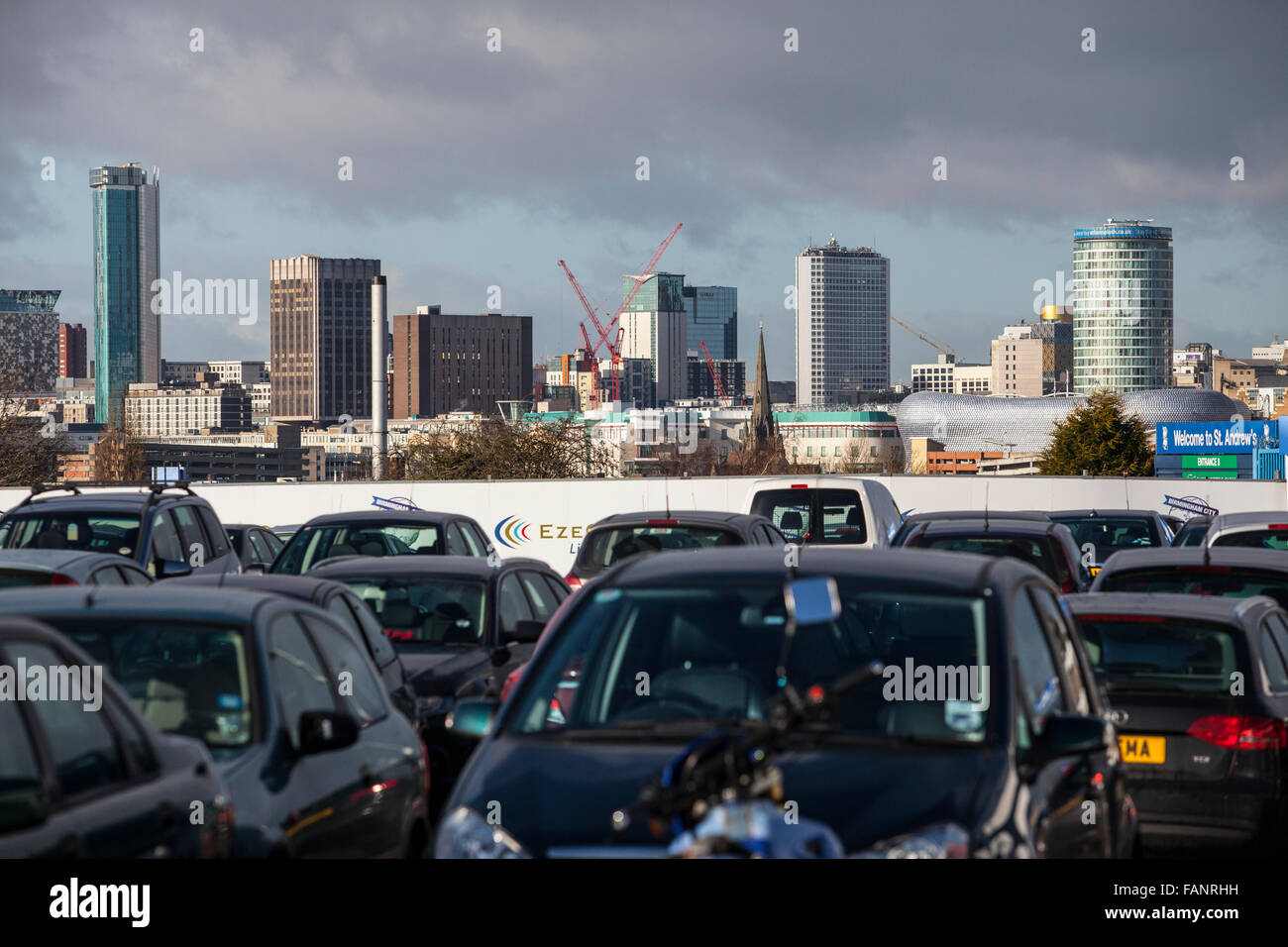 Birmingham City Zentrum Skyline wie aus dem Osten der Stadt zu sehen, Stockfoto