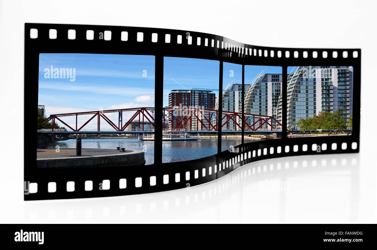 Filmstreifen in Manchester Salford Quays Stockfoto