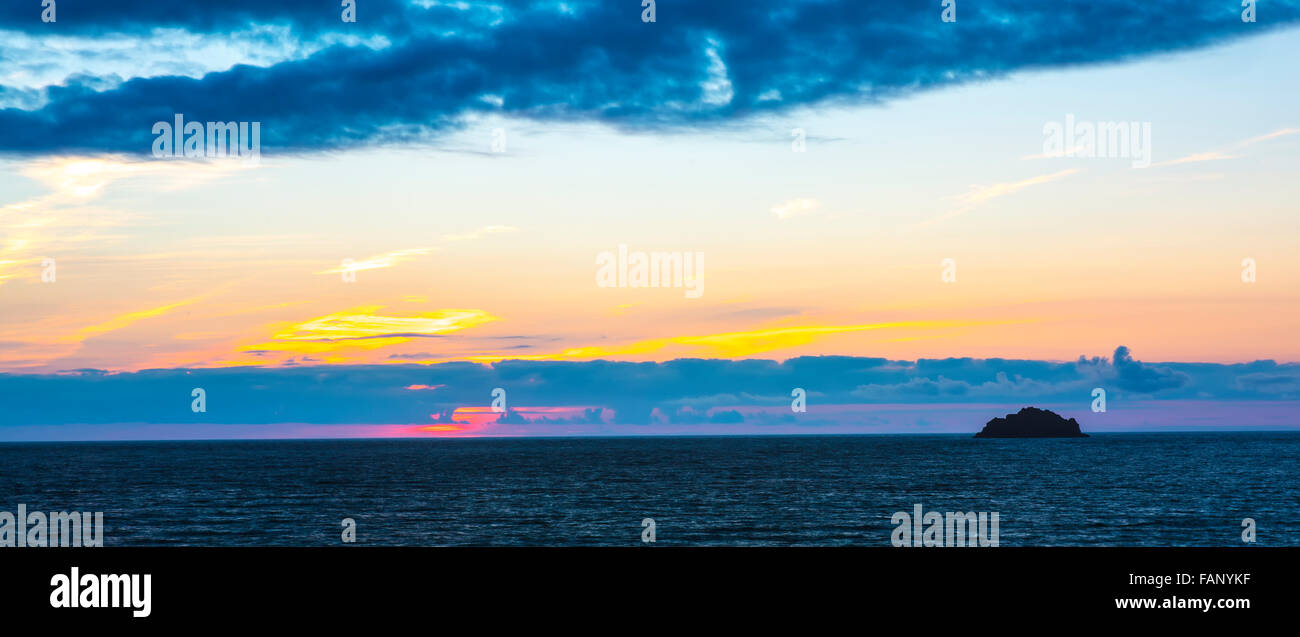 Polzeath Strand bei Sonnenuntergang, Cornwall, UK Stockfoto