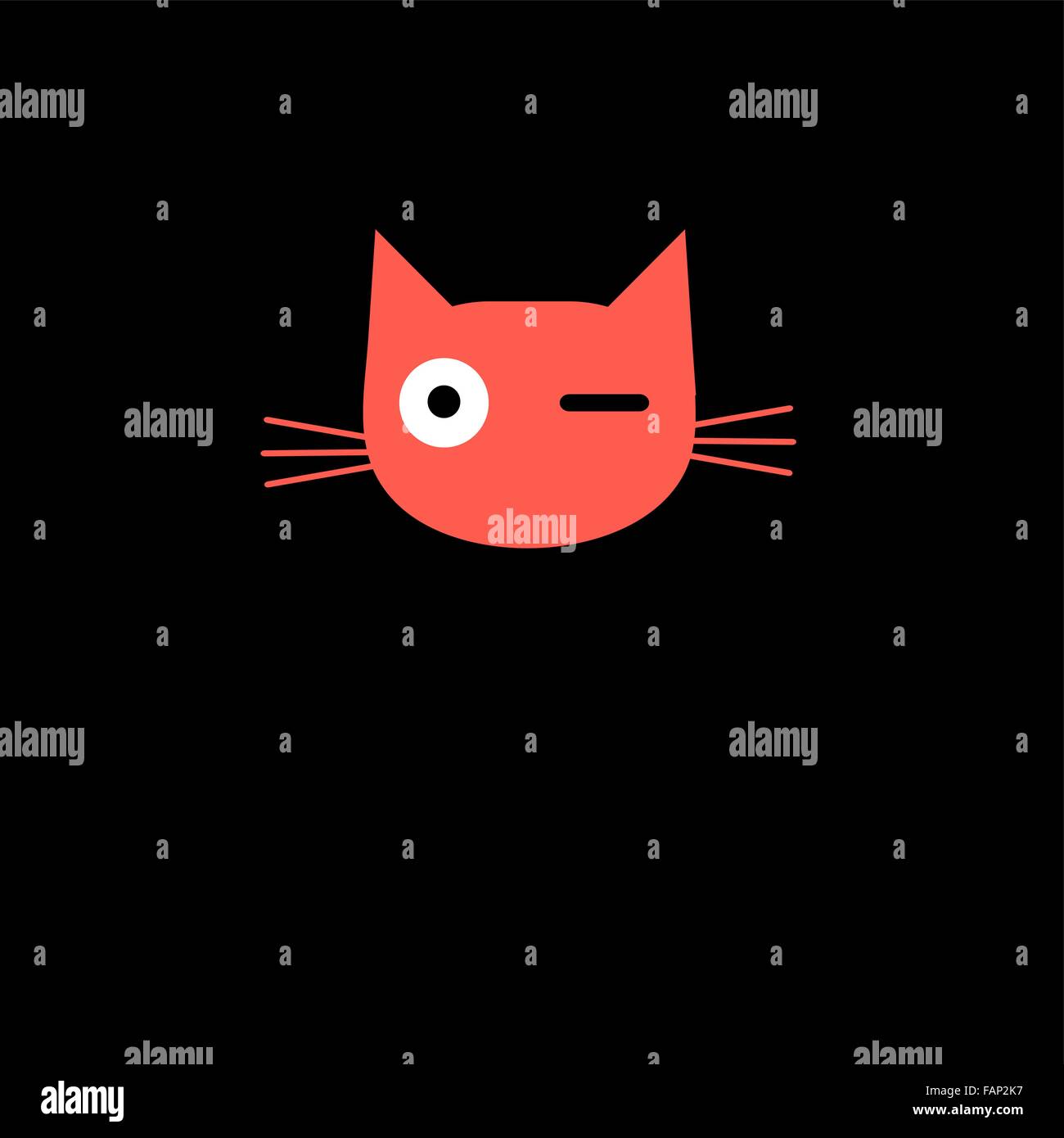 schöne rote Zeichen Vektor-Porträt einer Katze auf einem dunklen Hintergrund Stock Vektor