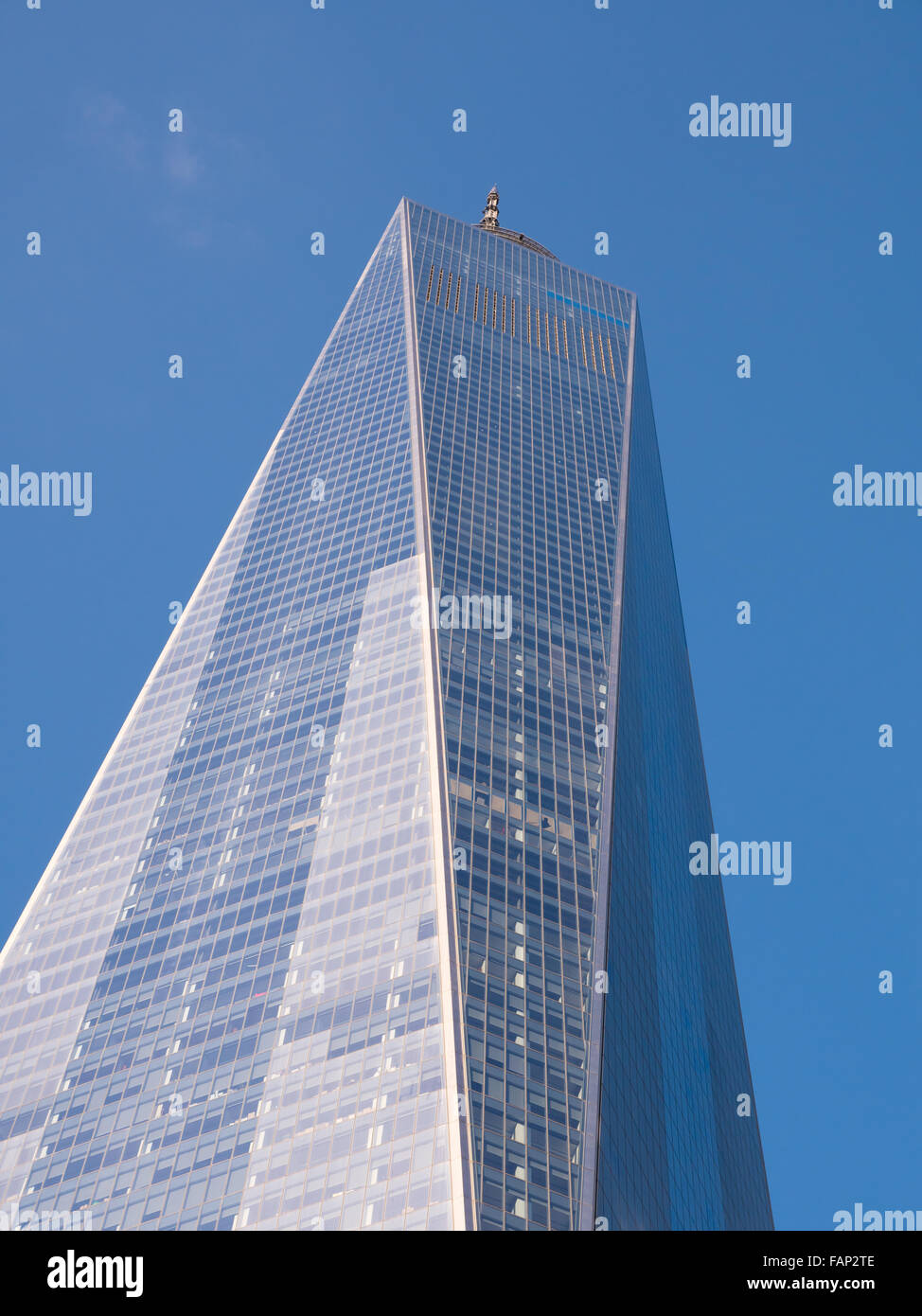 Eine Ansicht des One World Trade Center in New York City. Stockfoto