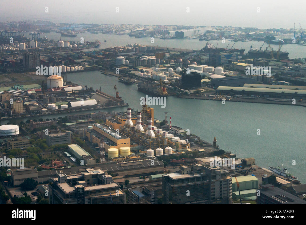 Luftaufnahme des Hafens von Kaohsiung, Taiwan Stockfoto
