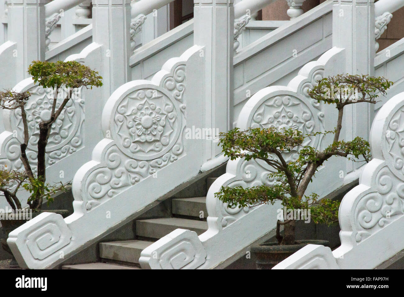 Marmor-Geländer im Konfuzius-Tempel, Taichung, Taiwan Stockfoto