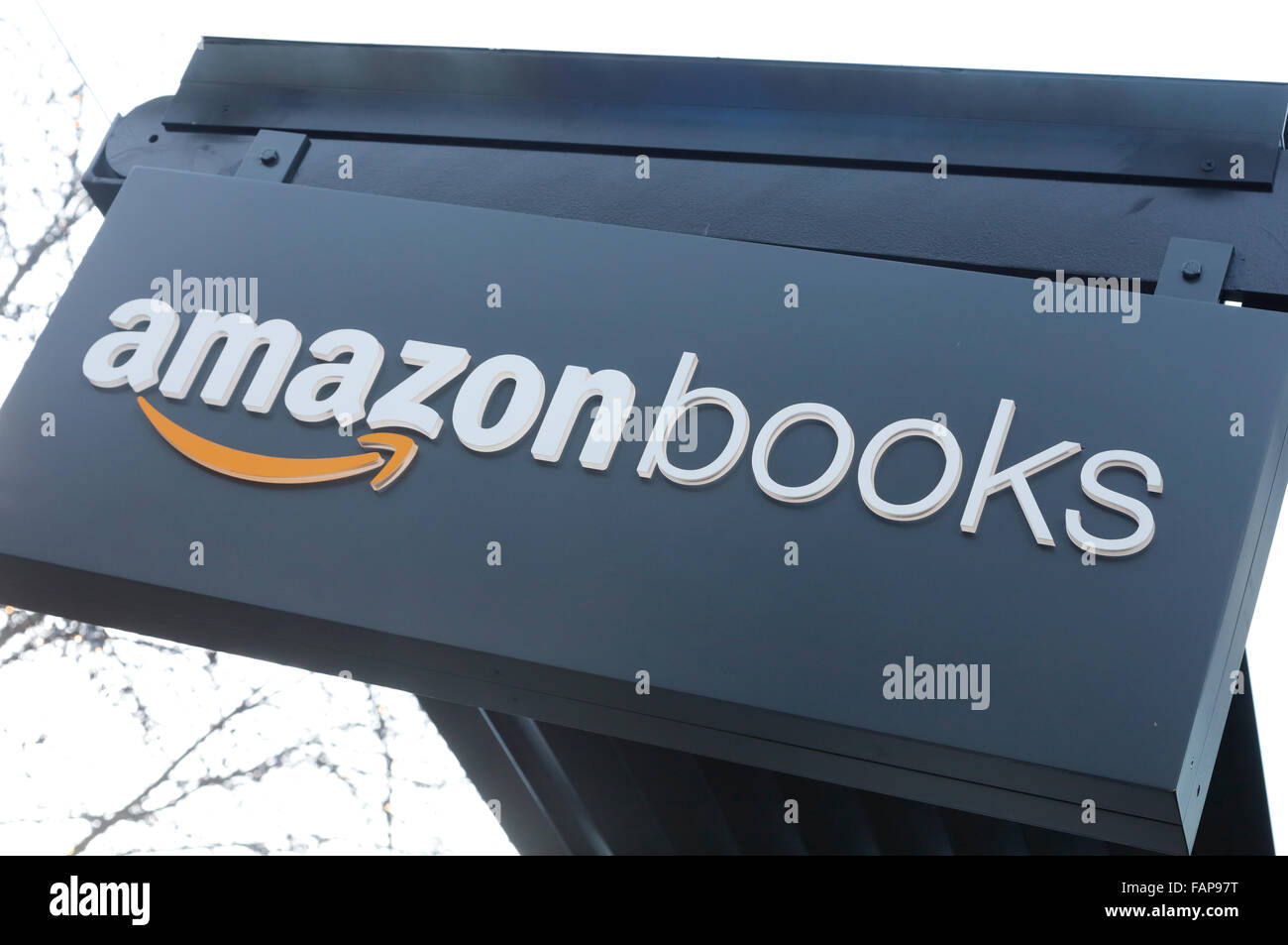 Zeichen für Amazon Bücher Ziegel und Mörtel speichern, University Village, Seattle, Washington State, USA Stockfoto