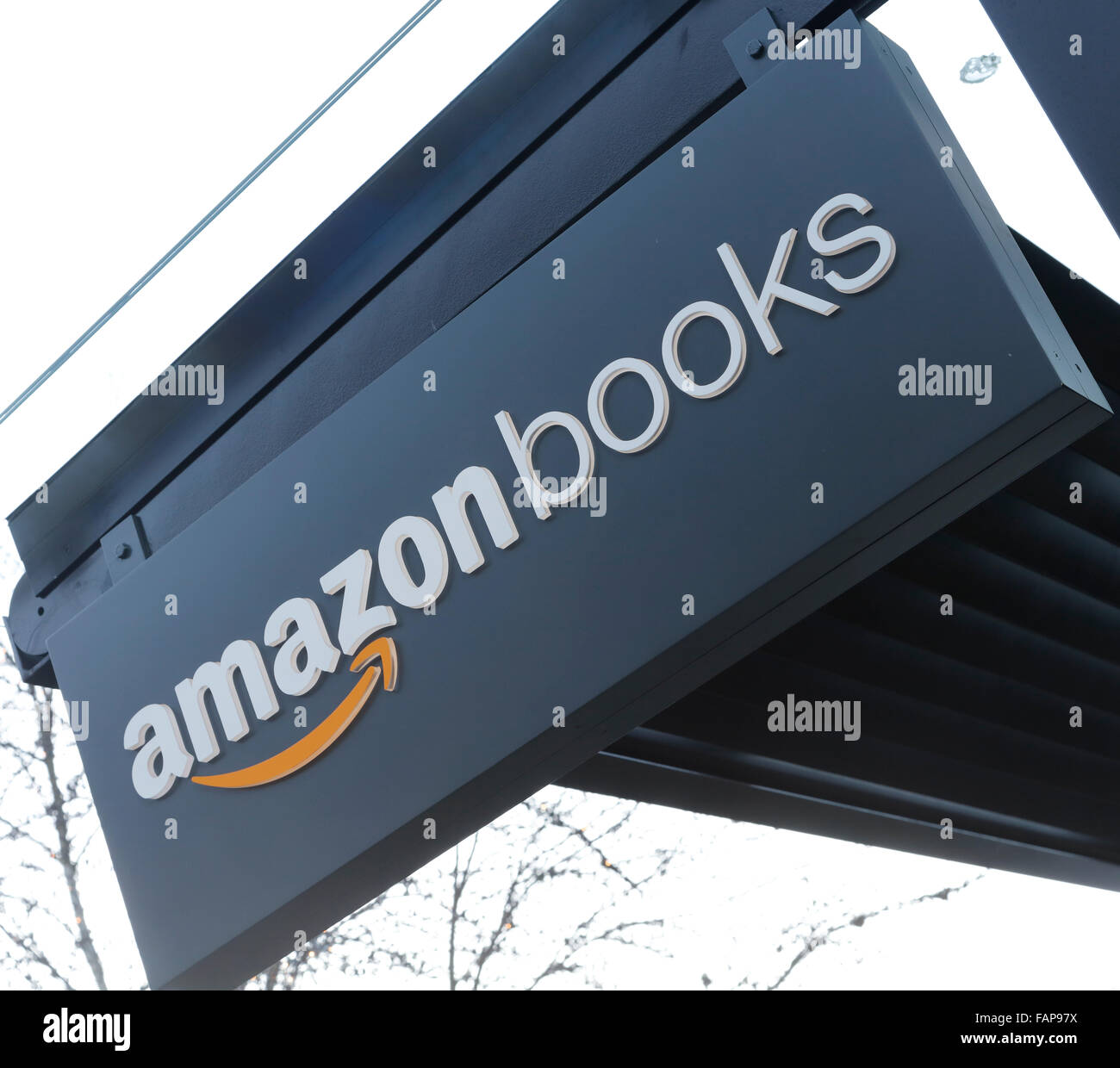 Zeichen für Amazon Bücher Ziegel und Mörtel speichern, University Village, Seattle, Washington State, USA Stockfoto