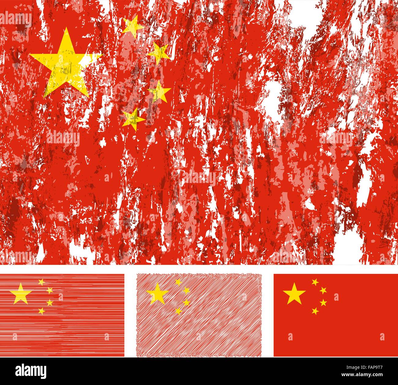 China-Grunge-Flag gesetzt auf einem weißen Hintergrund. Vektor-Illustration. Stock Vektor
