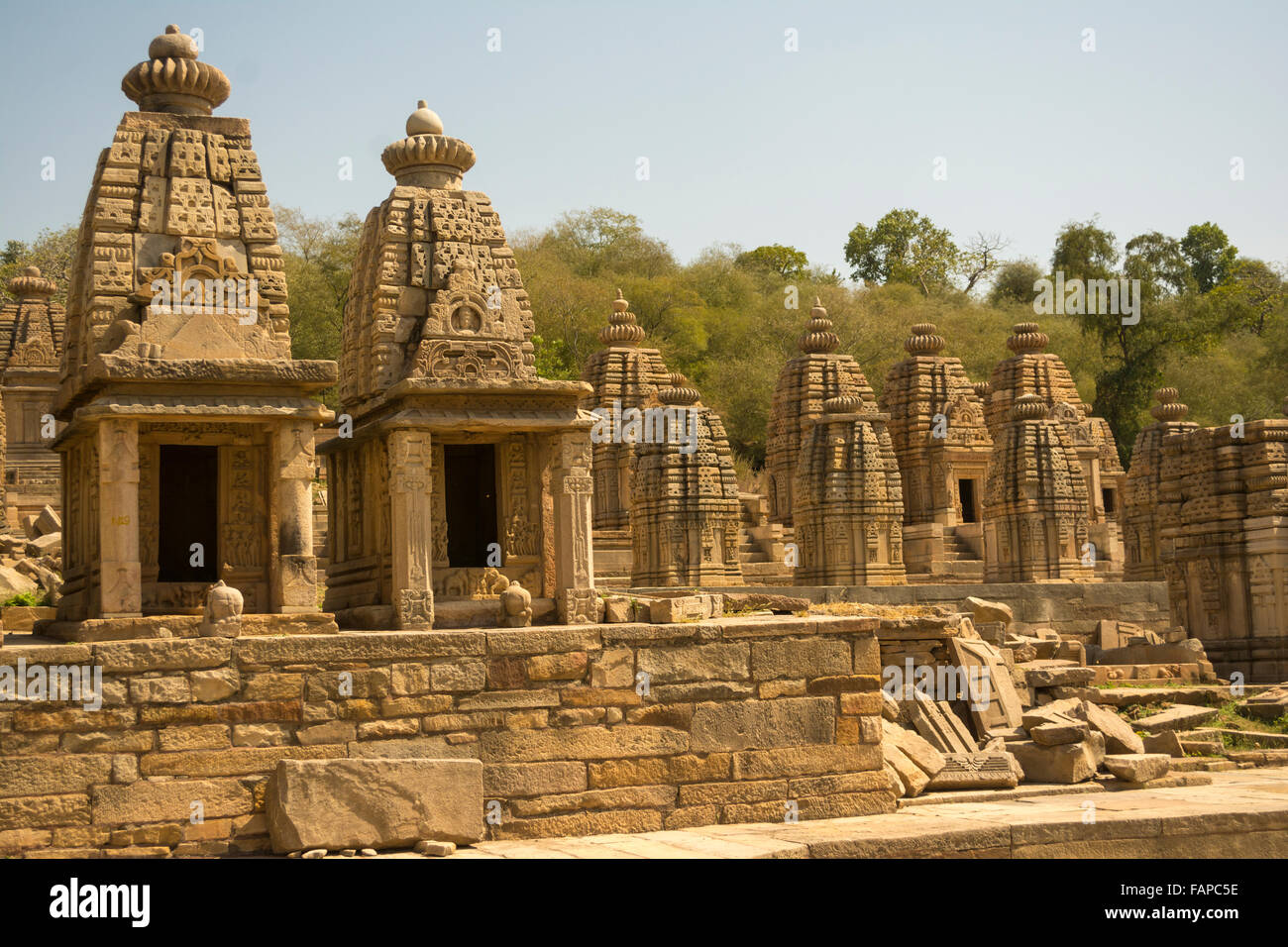 Bateshwar Tempelruinen Madhya Pradesh, Indien Stockfoto