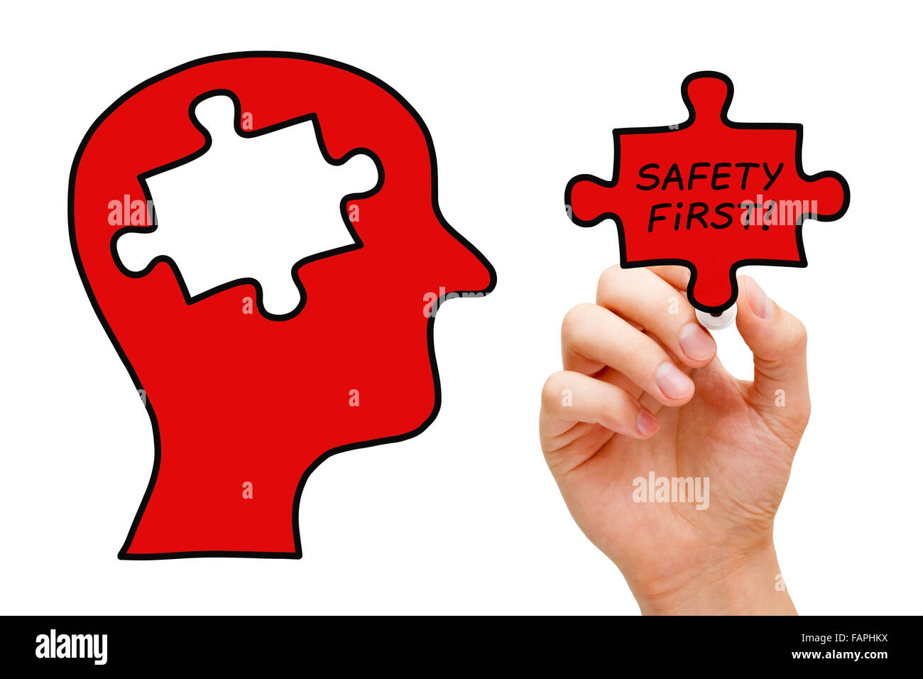 Erstes Puzzle Kopf Sicherheitskonzept Stockfoto
