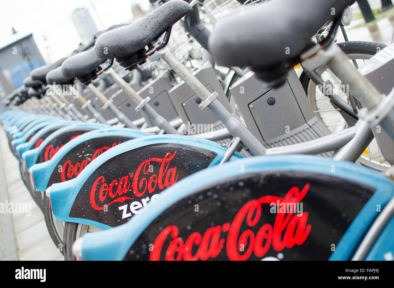 Coca Cola-Fahrradverleih - Dublin Irland Stockfoto