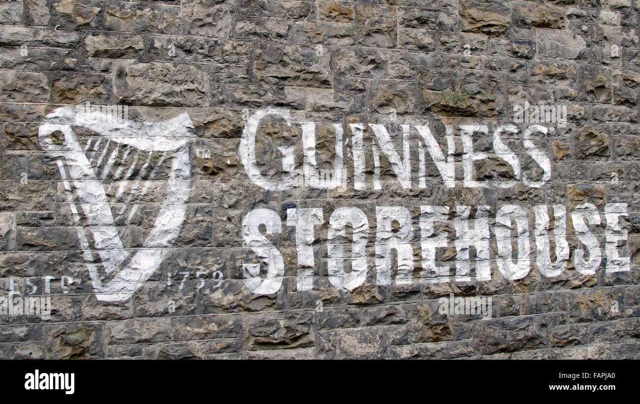 Guinness Storehouse Wand - Zeichen Stockfoto