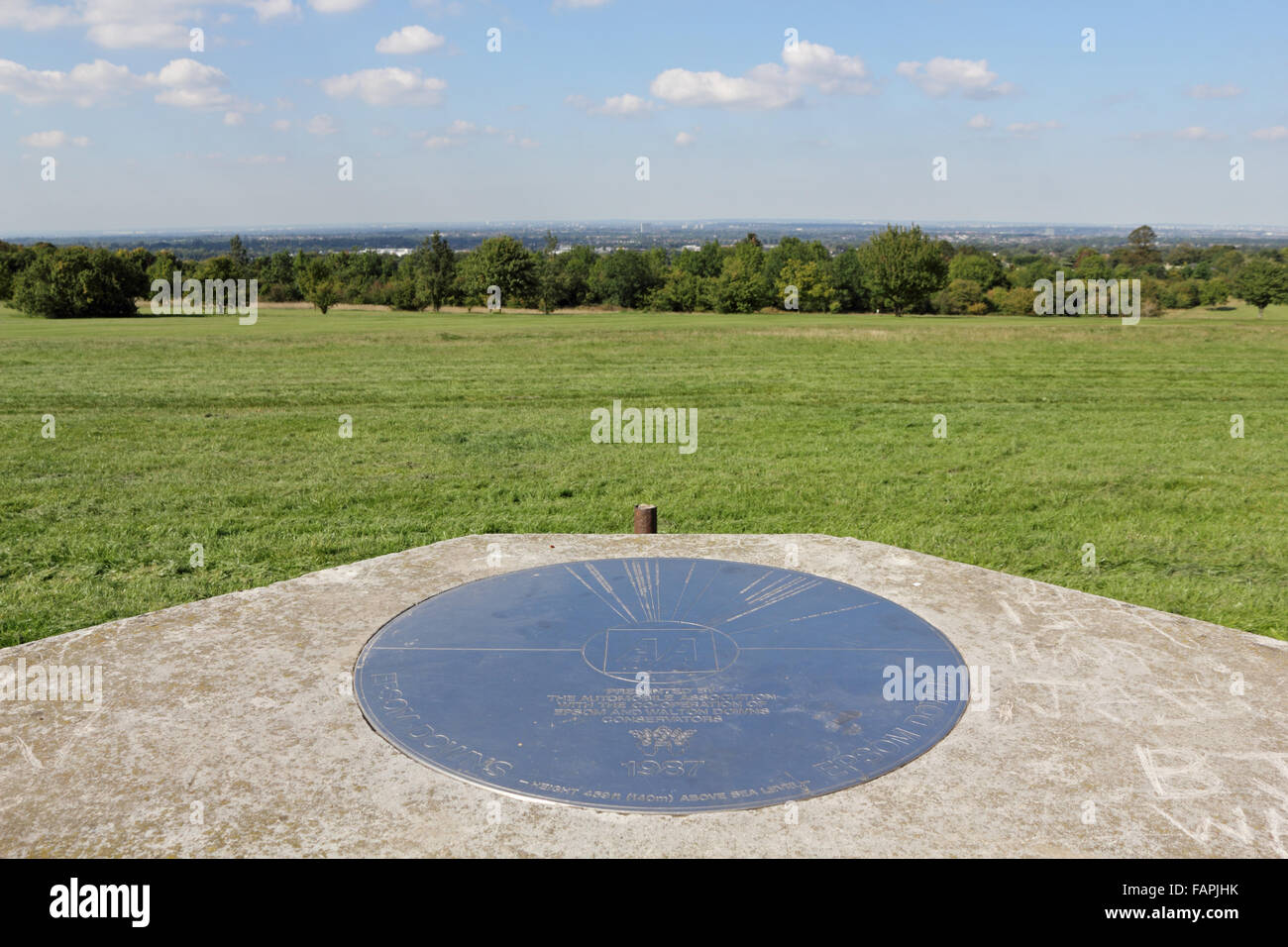 Punkt auf Epsom Downs, Surrey, England, UK anzeigen. Stockfoto
