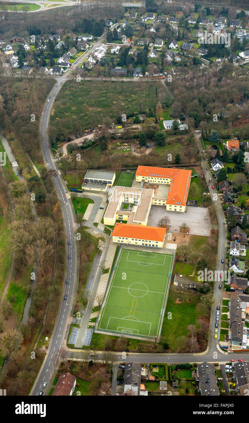 Antenne zu sehen, St. Georgs - The English International Schule Duisburg-Düsseldorf, International School, Duisburg, Ruhrgebiet Stockfoto