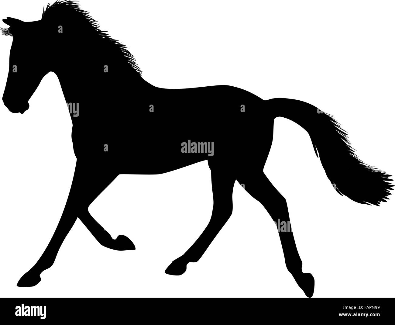 Silhouette eines laufenden Pferdes Stock Vektor