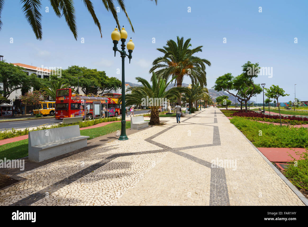 Madeira - Hauptstadt Funchal. Hafen Park zu Fuß. Stockfoto