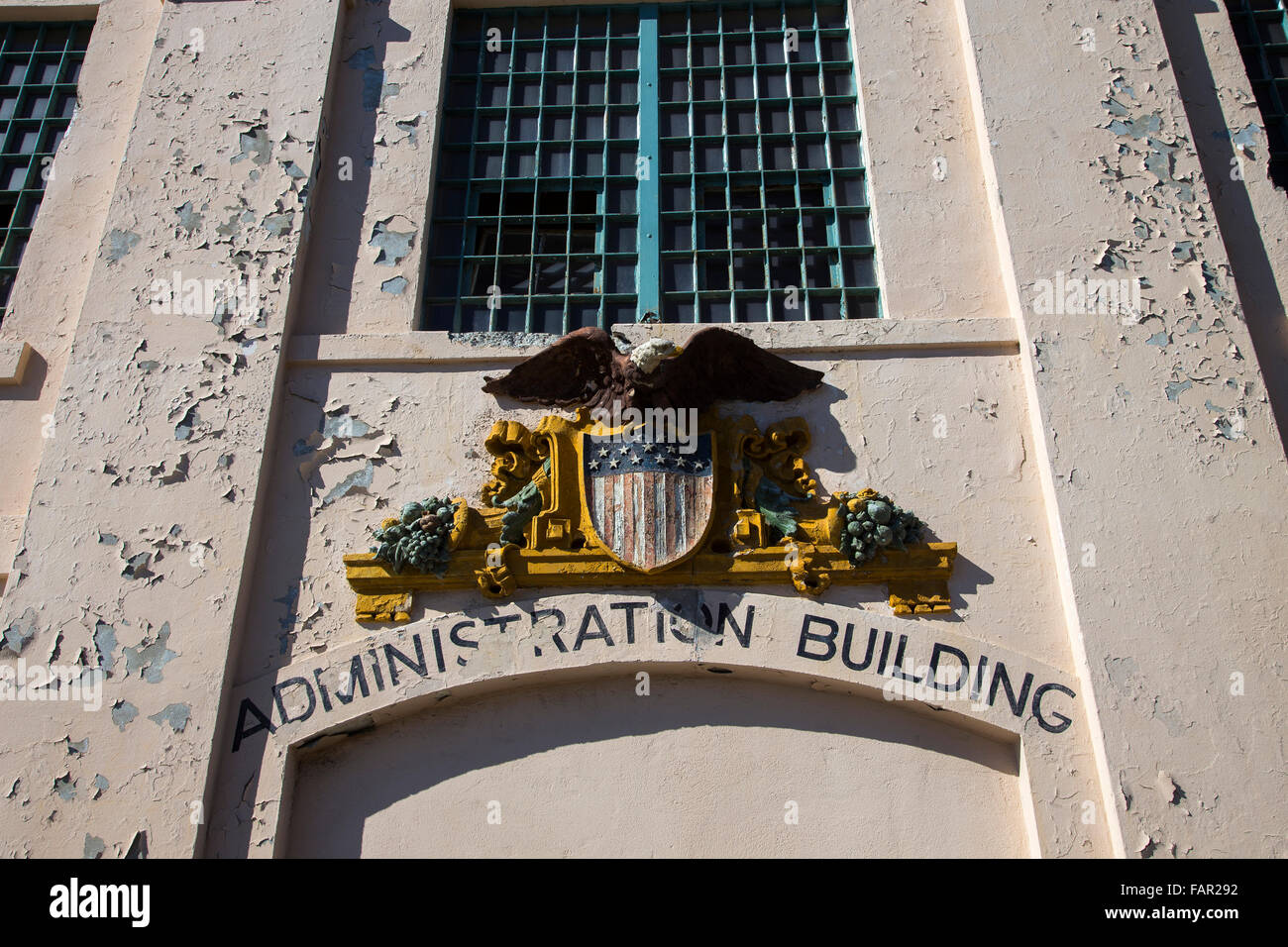 Verwaltungsgebäude auf Alcatraz Insel Stockfoto