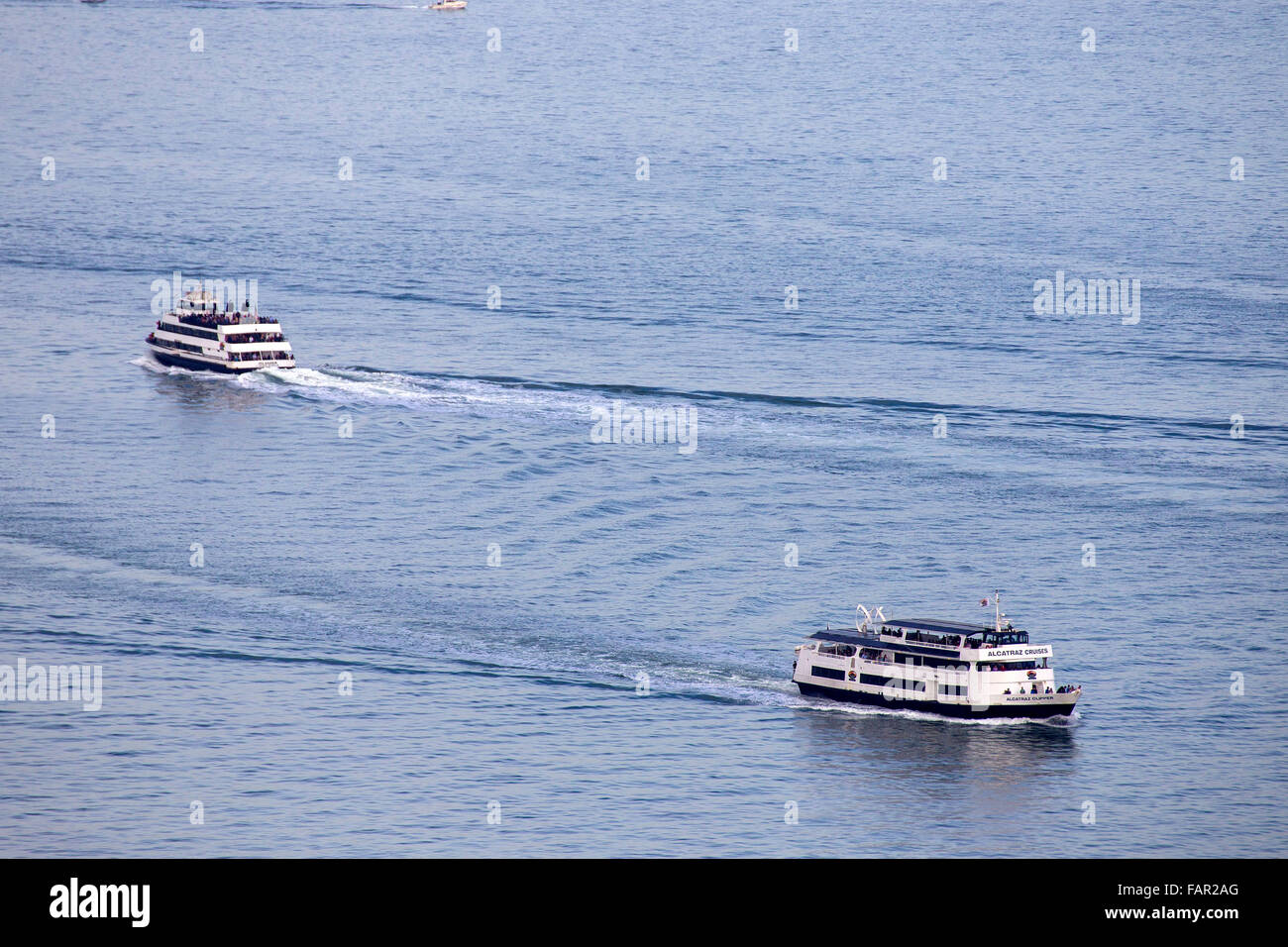 Fähren zur Insel Alcatraz, San Francisco Stockfoto