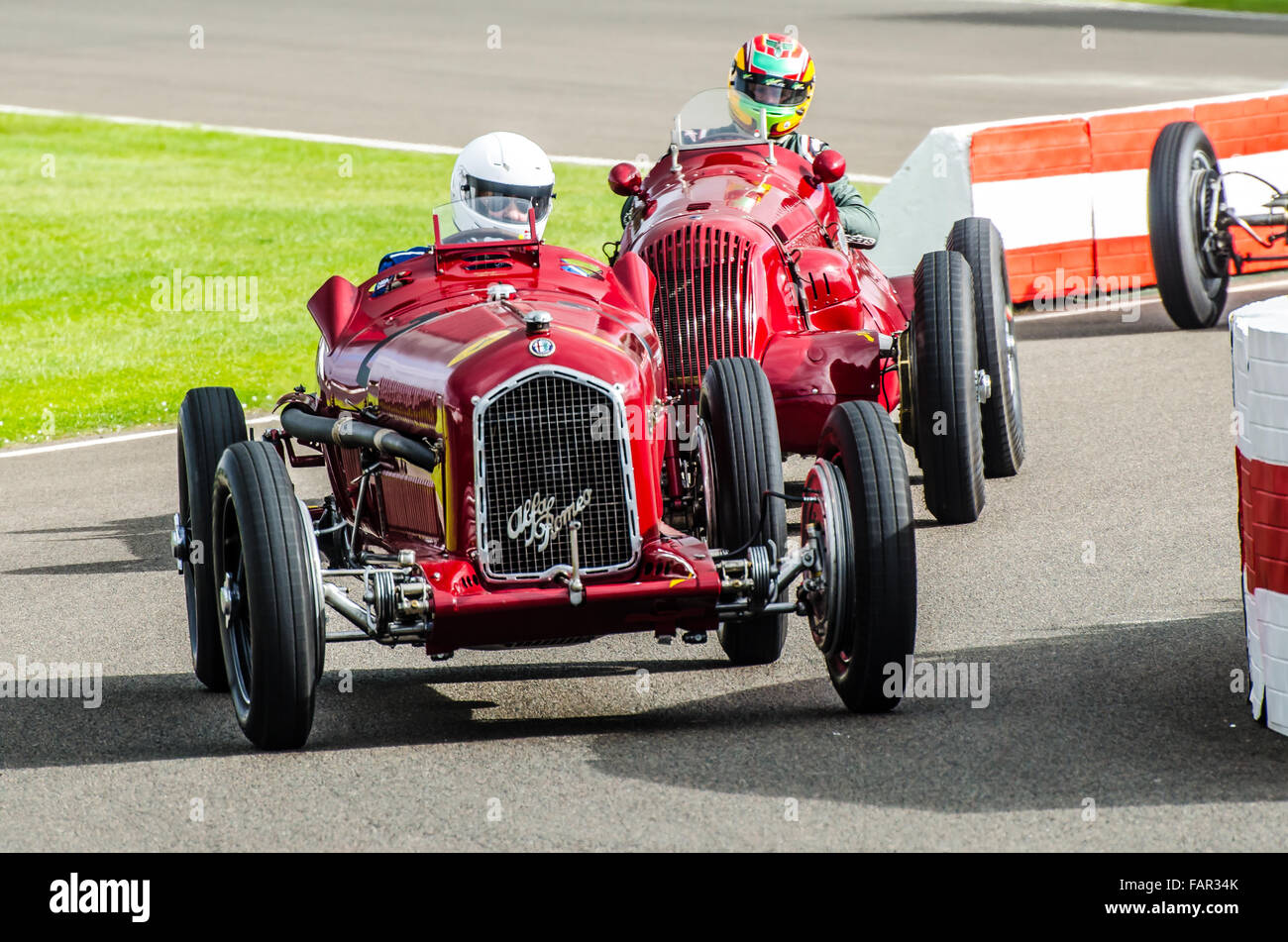 1934 Alfa Romeo Tipo B im Besitz und Rennsport von Christopher Mann, hier beim Goodwood Revival 2015 zu sehen Stockfoto