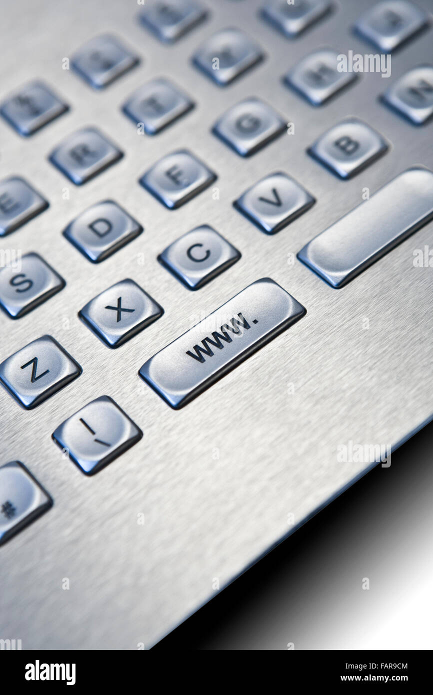 Edelstahl PC QWERTZ-Tastatur zeigt www Stockfoto