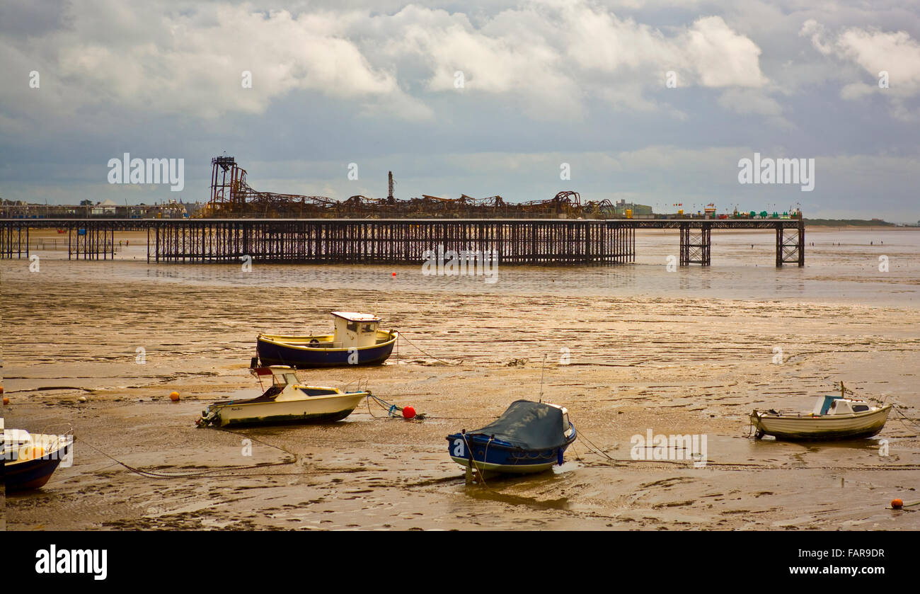 Weston-Super-Mare Grand Pier, Somerset, UK. Nur nach dem Brand unternommen im Jahr 2008 Stockfoto