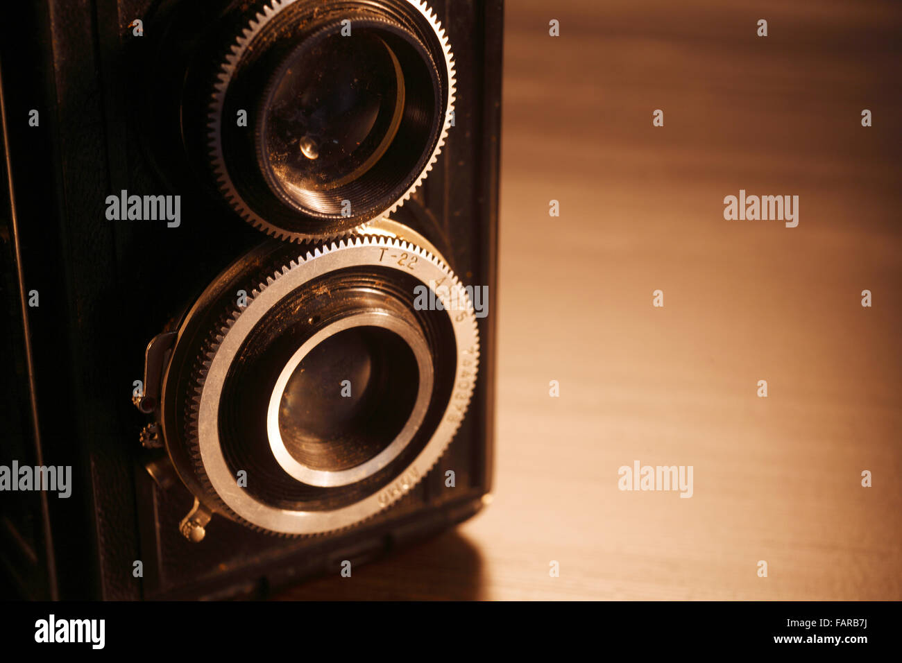 altes Foto und Twin-Lens Reflex Kamera Stockfoto