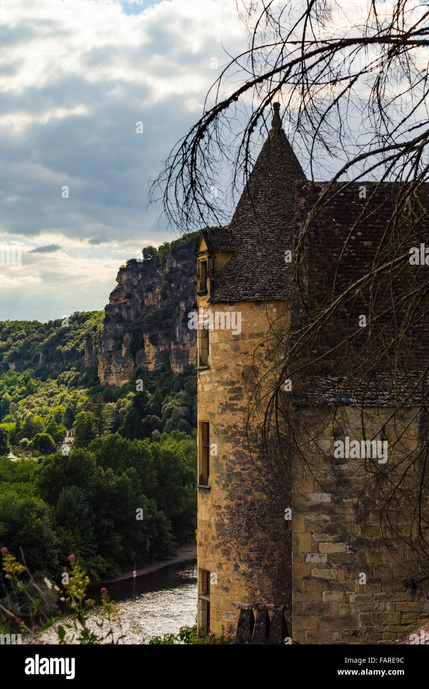 La Roque-Gageac, Périgord Noir, Sarlat-la-Canéda, Dordogne, Aquitaine, Frankreich Stockfoto