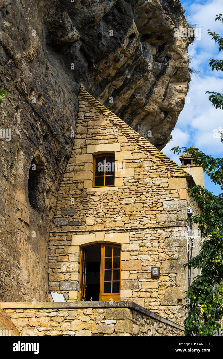 La Roque-Gageac, Périgord Noir, Sarlat-la-Canéda, Dordogne, Aquitaine, Frankreich Stockfoto