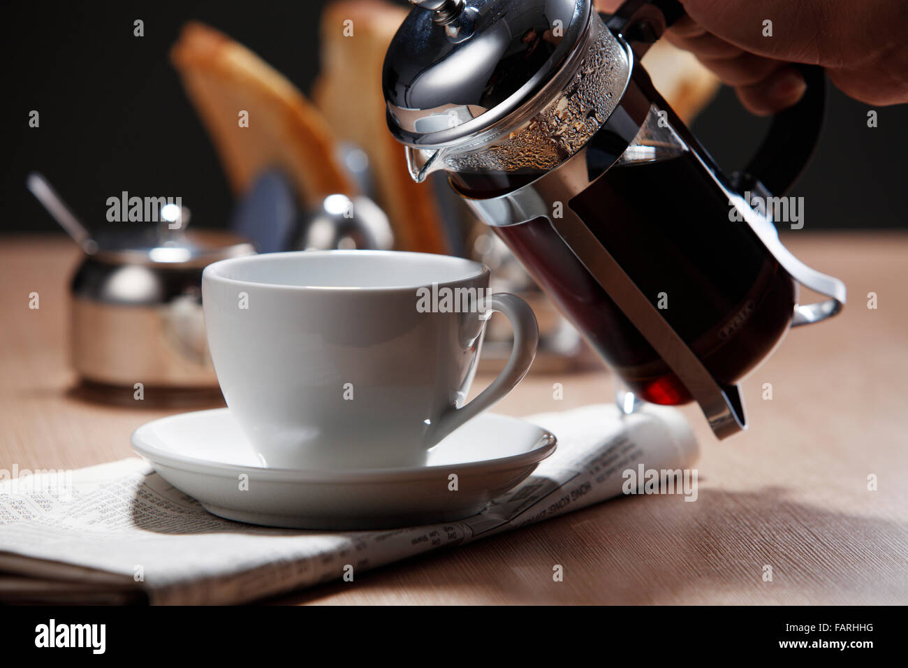 Stock Bild von der Kaffee-Presse Stockfoto