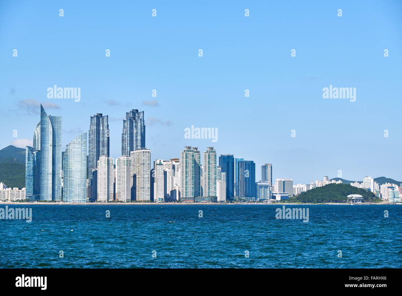 Marine Stadt Busan. Es ist ein Luxus und angesehenen Wohngebiet errichtet auf dem Gelände Haeundae Suyeong Bucht zurückgefordert. Stockfoto