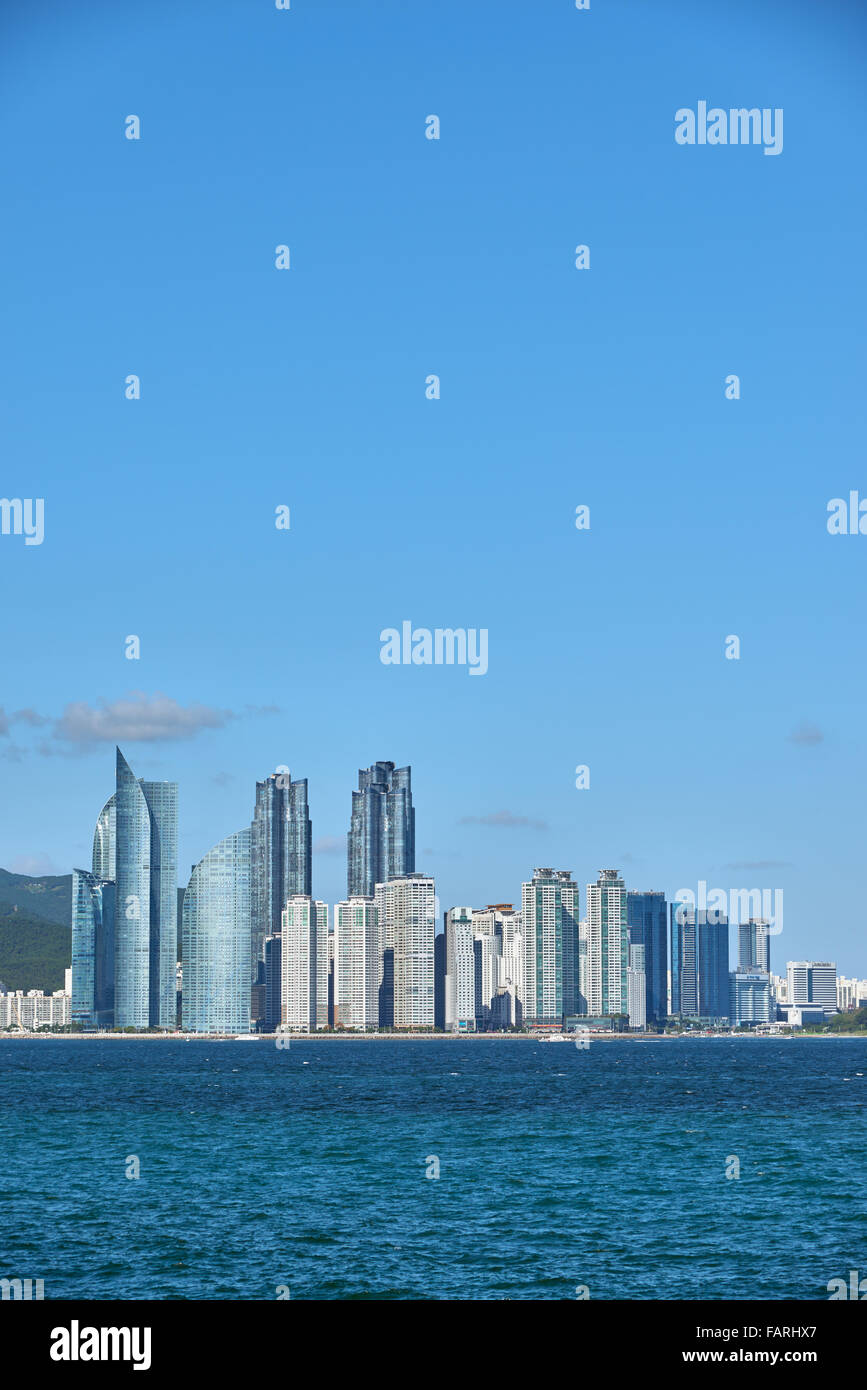 Marine Stadt Busan. Es ist ein Luxus und angesehenen Wohngebiet errichtet auf dem Gelände Haeundae Suyeong Bucht zurückgefordert. Stockfoto