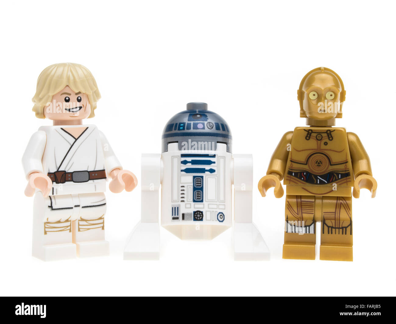 LEGO Star Wars Luke Skywalker R2-D2 C - 3P 0 Minifigur Stockfoto