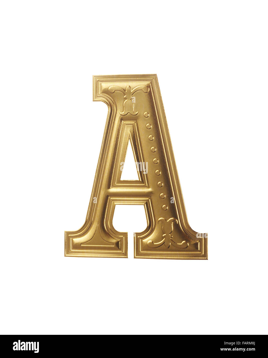 Abbildung des Goldfarbe Alphabet mit Beschneidungspfad Stockfoto