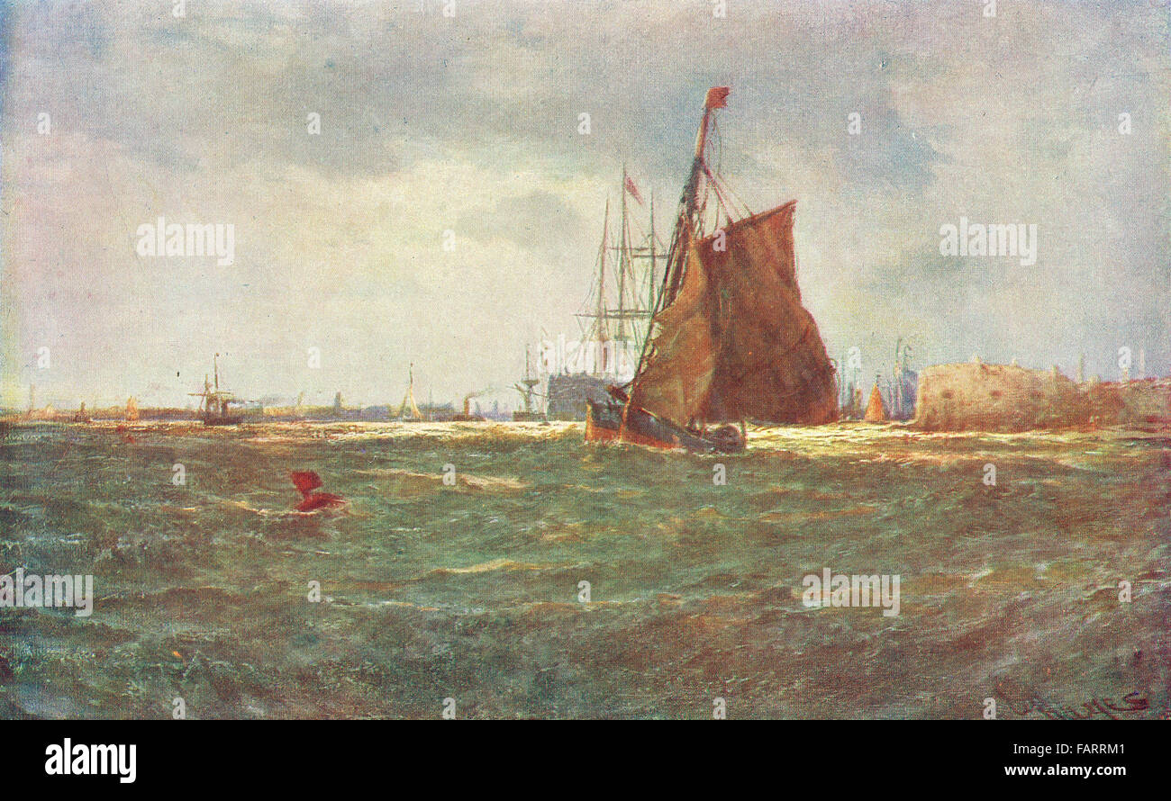 Portsmouth Harbour Szene um 1900 Stockfoto